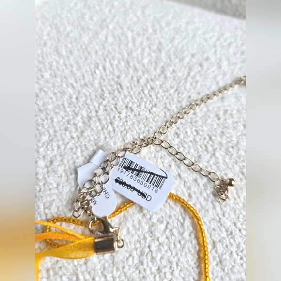 NWT Free People, Ribbon and Beaded Heart Choker, Marigold -NEW! - Picture 6 of 6